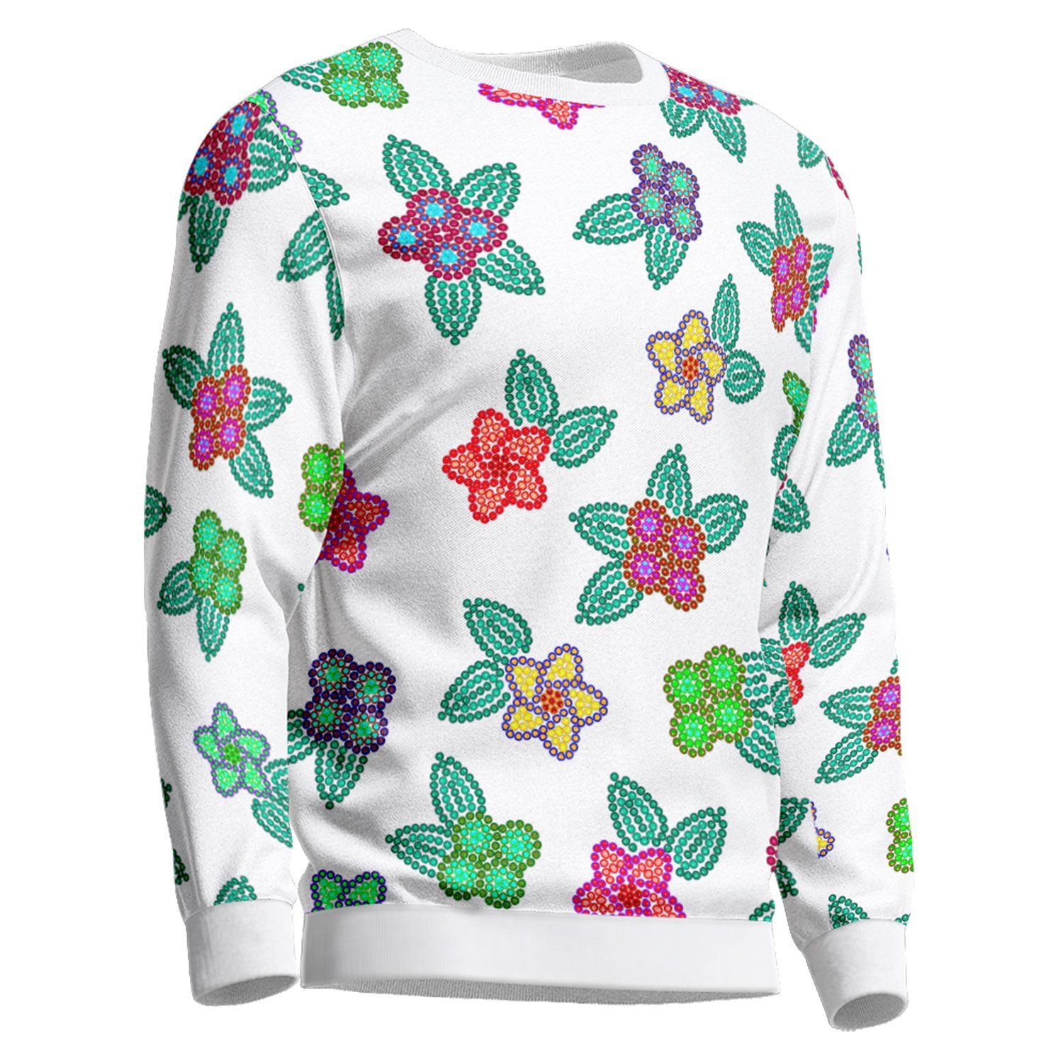Berry Flowers White Unisex Crewneck Long Sleeve Top 49 Dzine