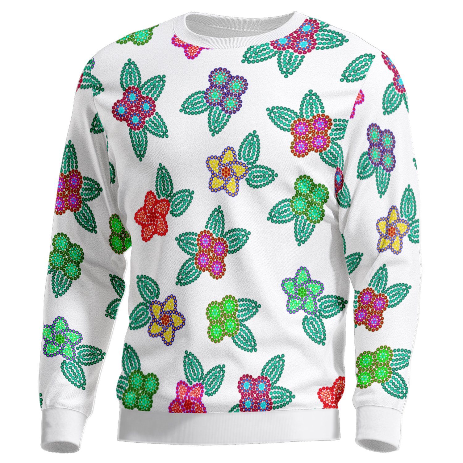 Berry Flowers White Unisex Crewneck Long Sleeve Top 49 Dzine