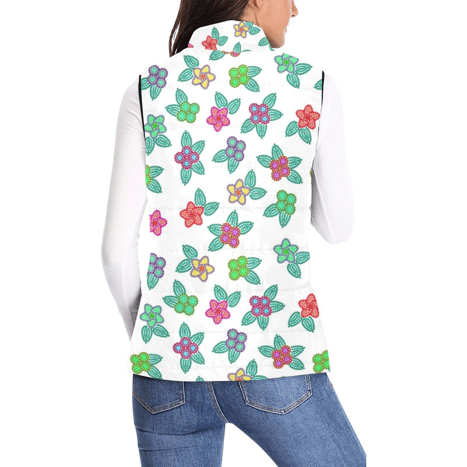 Berry Flowers White Women's Padded Vest Jacket (Model H44) Women's Padded Vest Jacket (H44) e-joyer