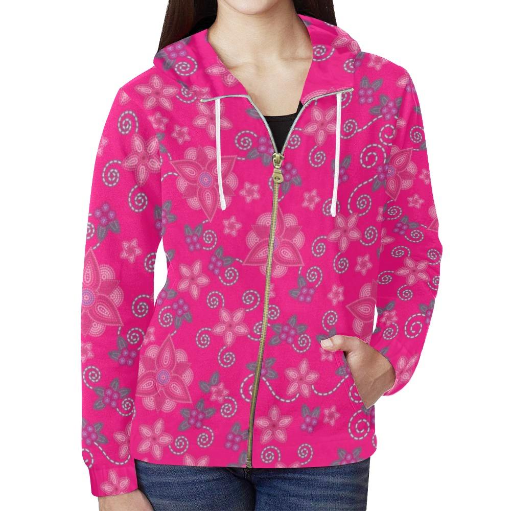 Berry Picking Pink All Over Print Full Zip Hoodie for Women (Model H14) All Over Print Full Zip Hoodie for Women (H14) e-joyer