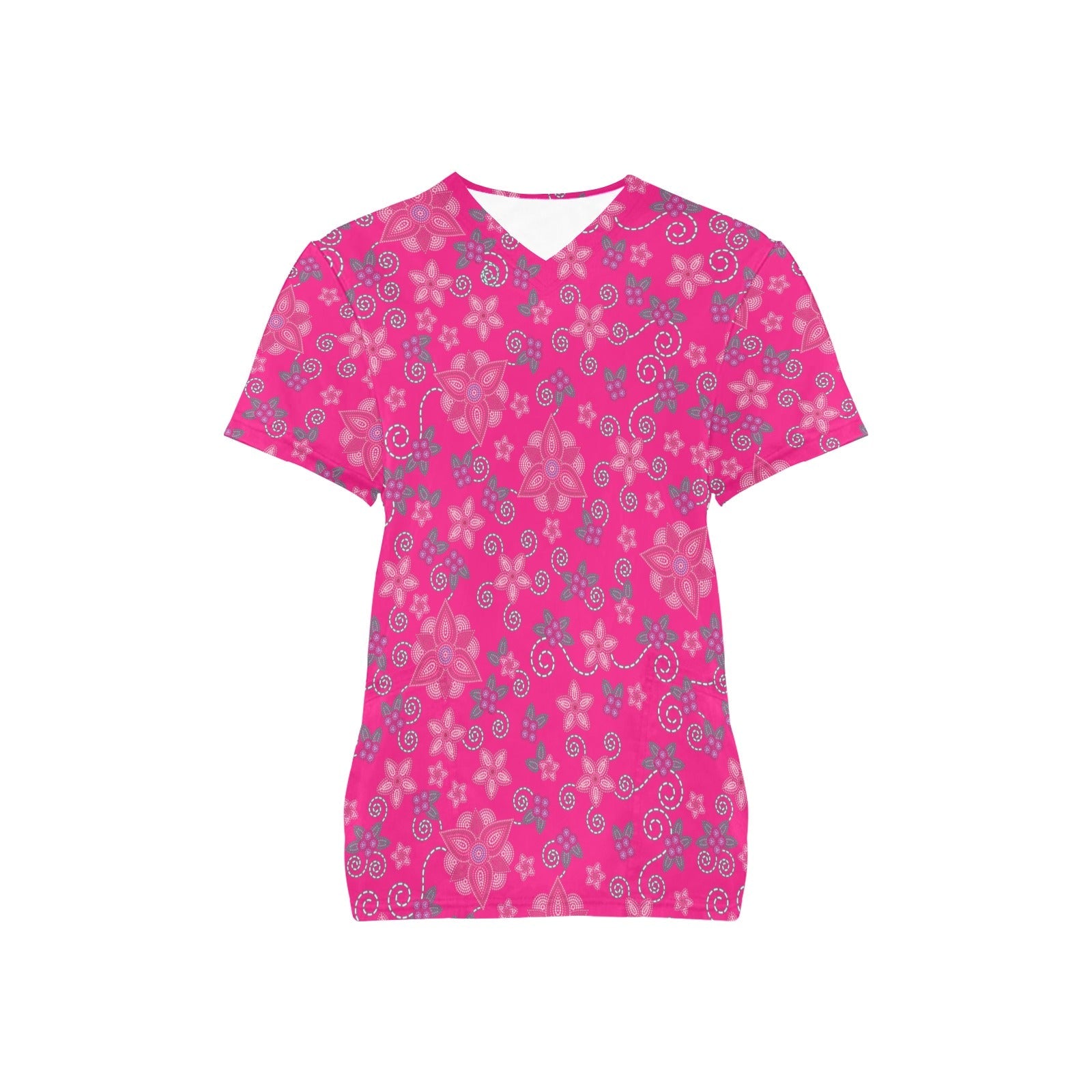 Berry Picking Pink All Over Print Scrub Top Scrub Top e-joyer