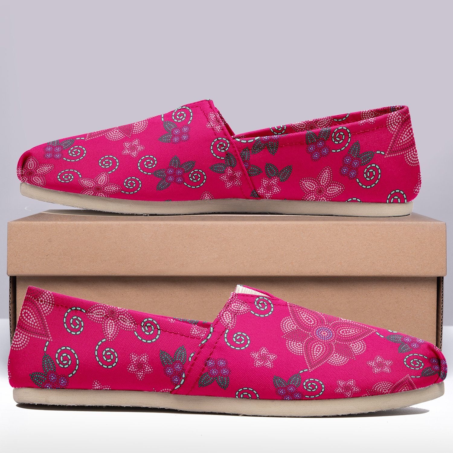 Berry Picking Pink Casual Unisex Slip On Shoe Herman