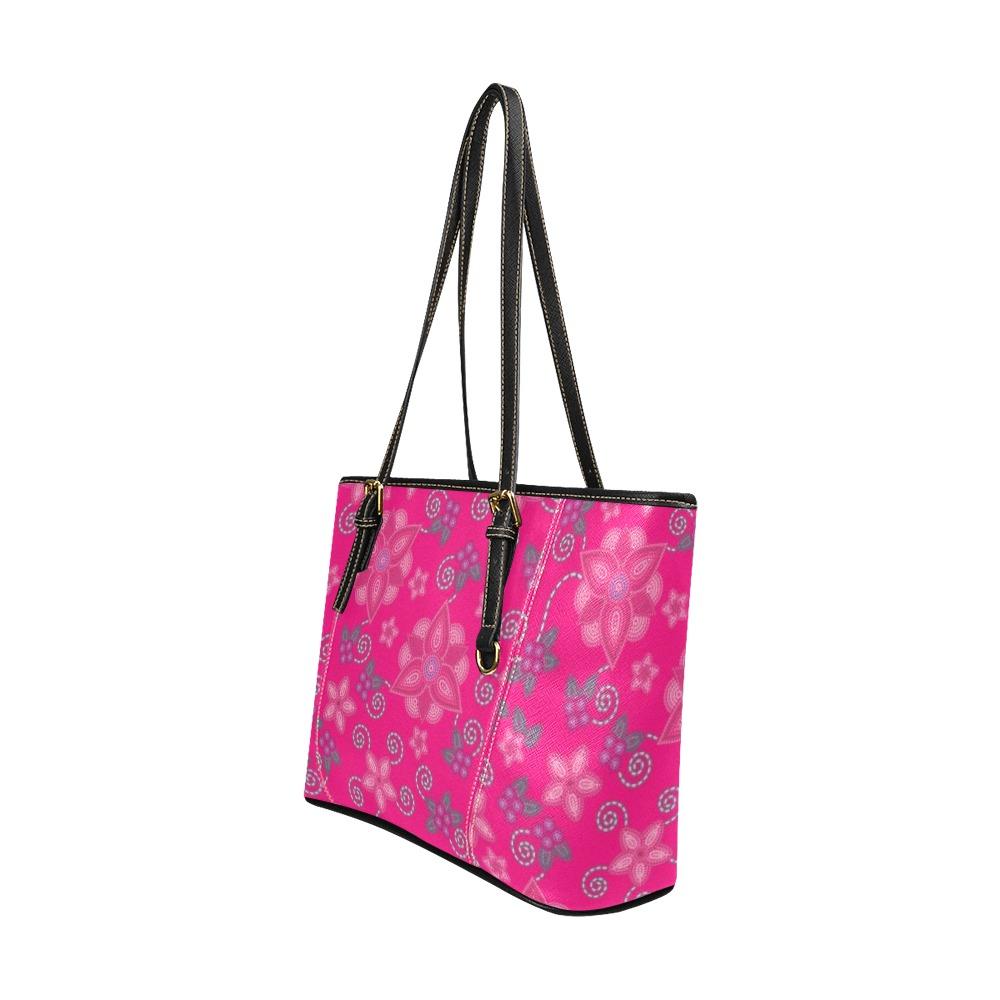 Berry Picking Pink Leather Tote Bag/Large (Model 1640) bag e-joyer