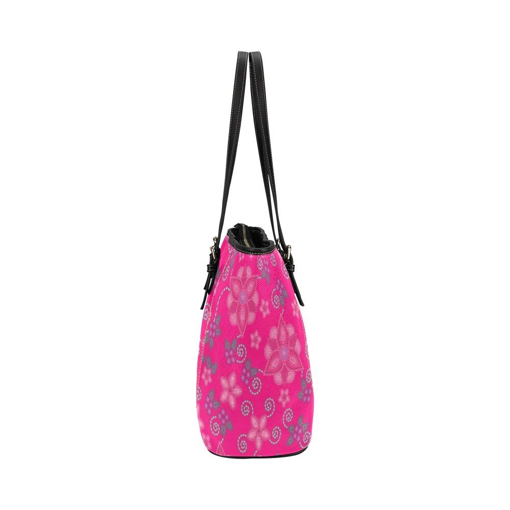 Berry Picking Pink Leather Tote Bag/Large (Model 1640) bag e-joyer