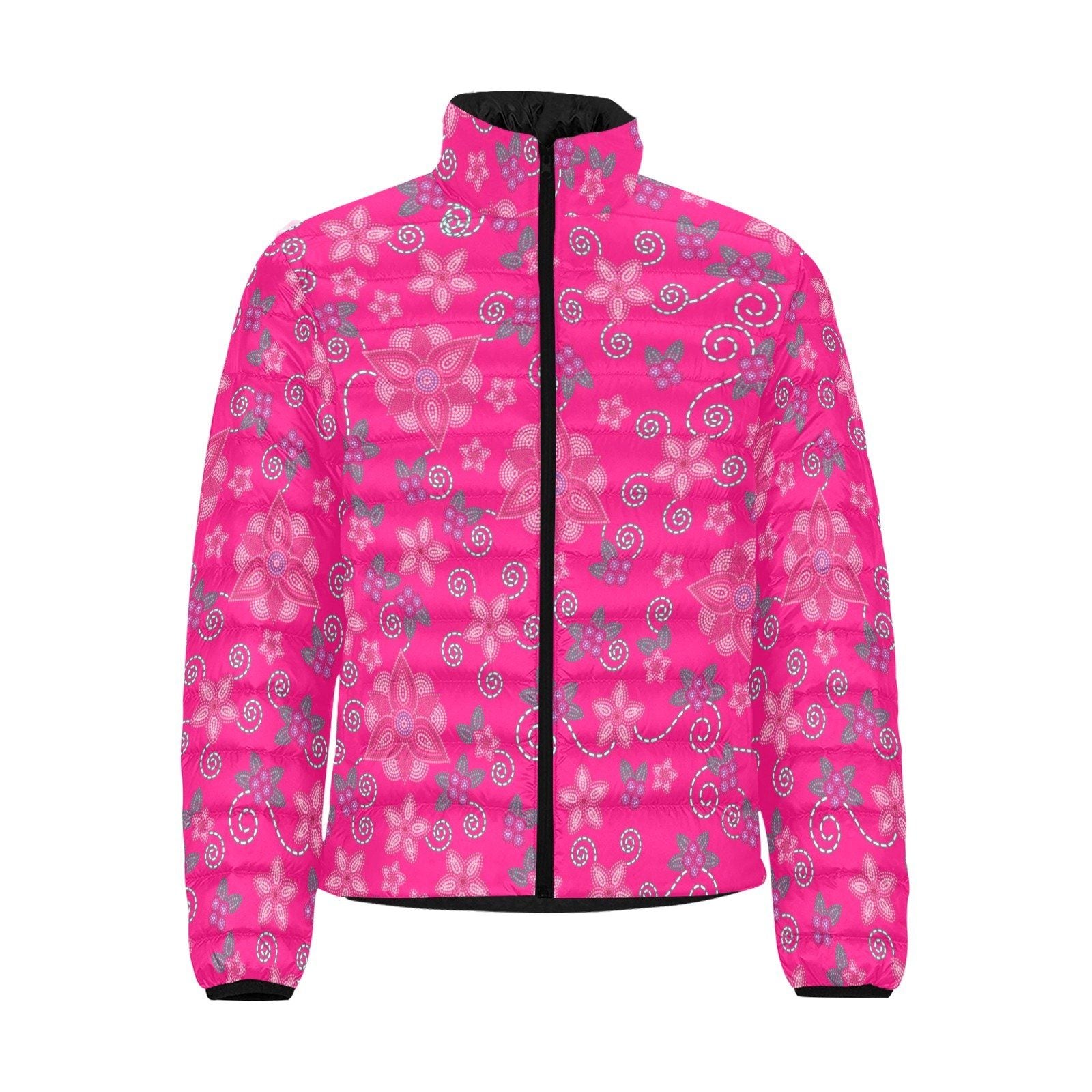 Berry Picking Pink Men's Stand Collar Padded Jacket (Model H41) Men's Stand Collar Padded Jacket (H41) e-joyer