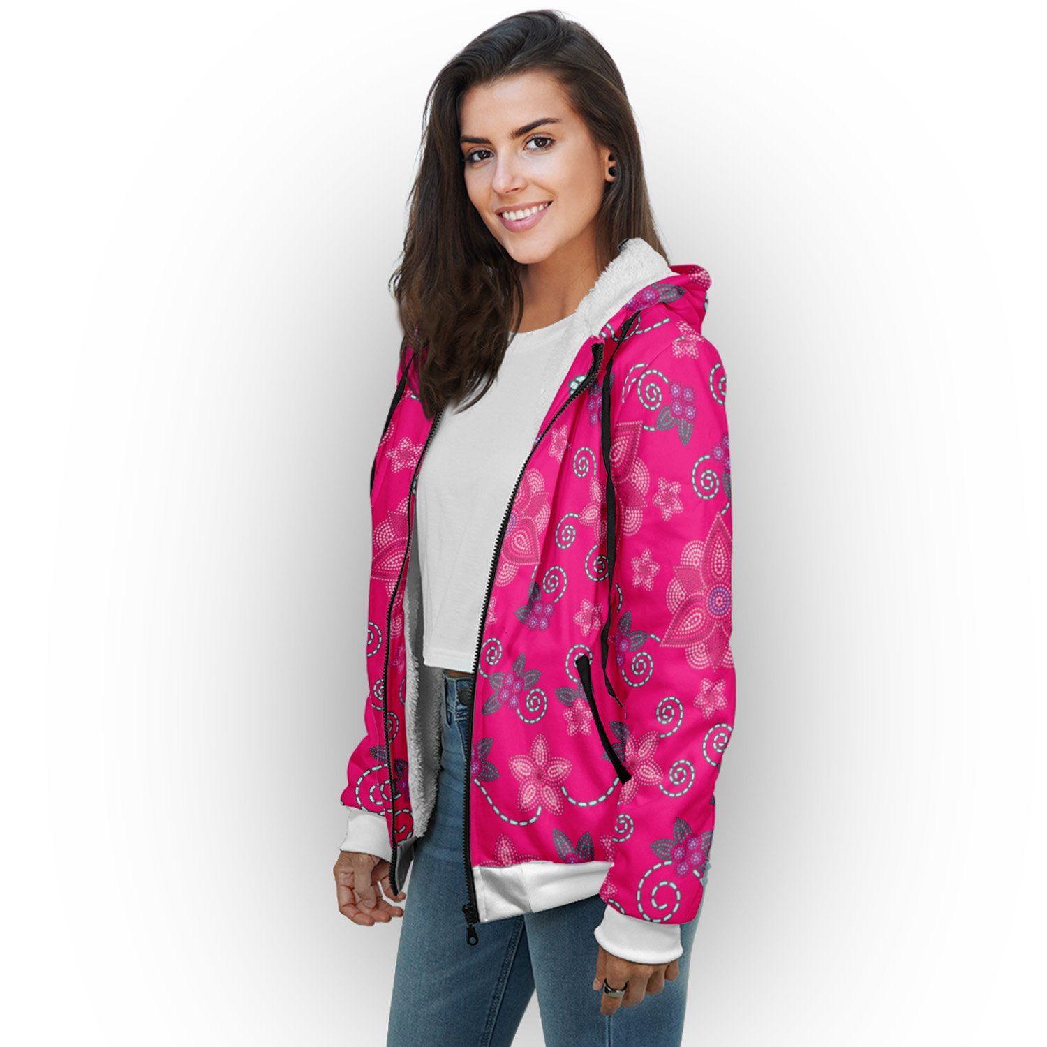 Berry Picking Pink Sherpa Hoodie hoodie Herman