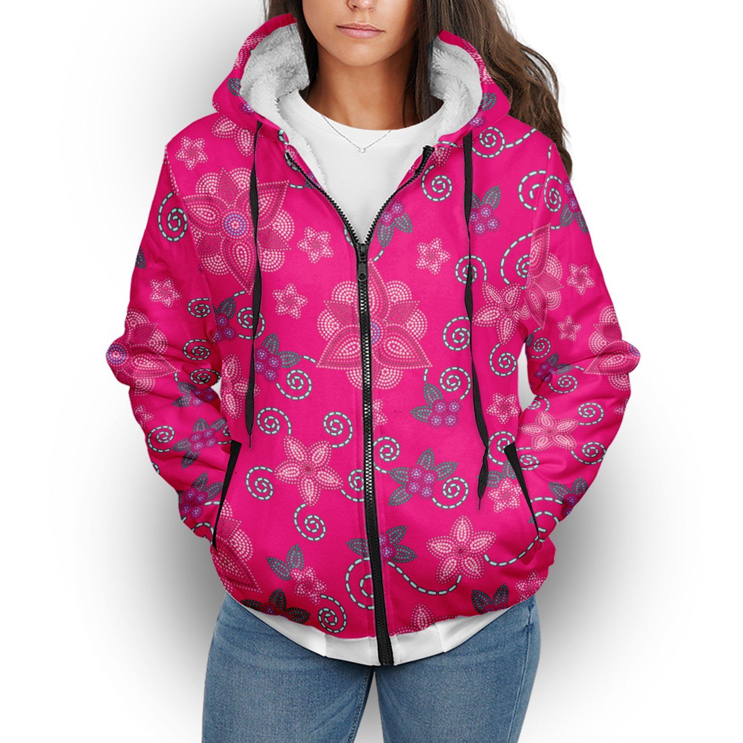 Berry Picking Pink Sherpa Hoodie hoodie Herman