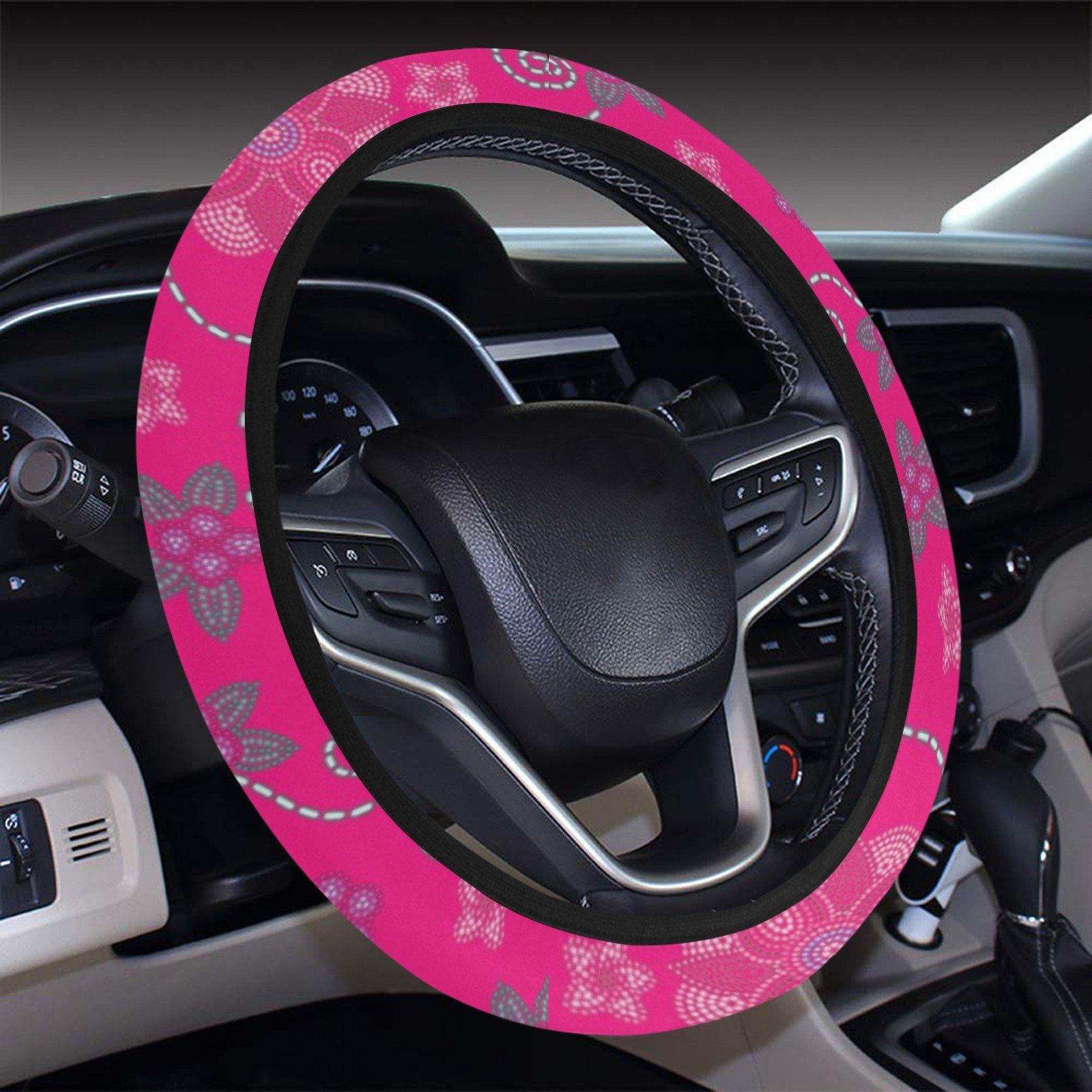 Berry Picking Pink Steering Wheel Cover with Elastic Edge Steering Wheel Cover with Elastic Edge e-joyer