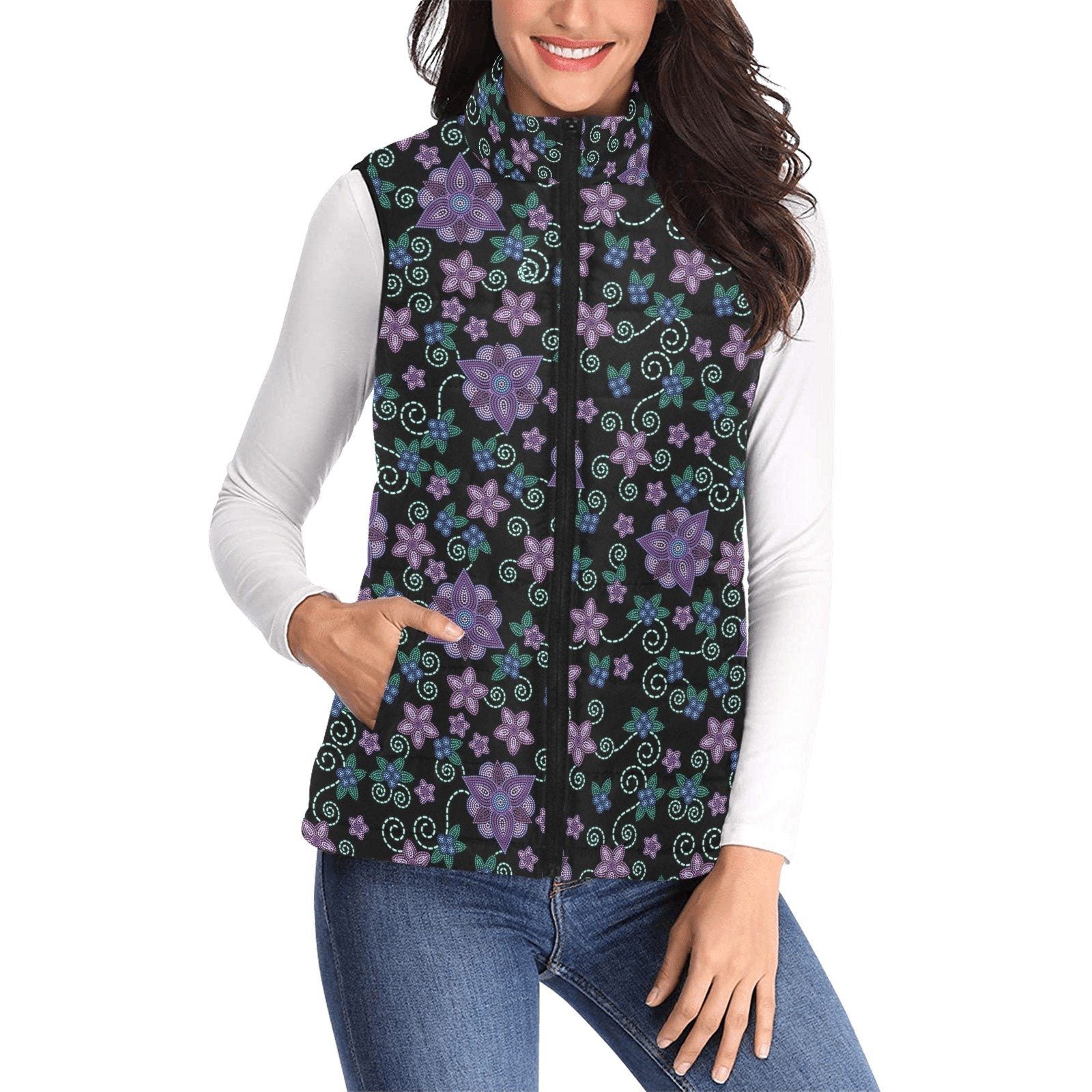 Berry Picking Women's Padded Vest Jacket (Model H44) Women's Padded Vest Jacket (H44) e-joyer
