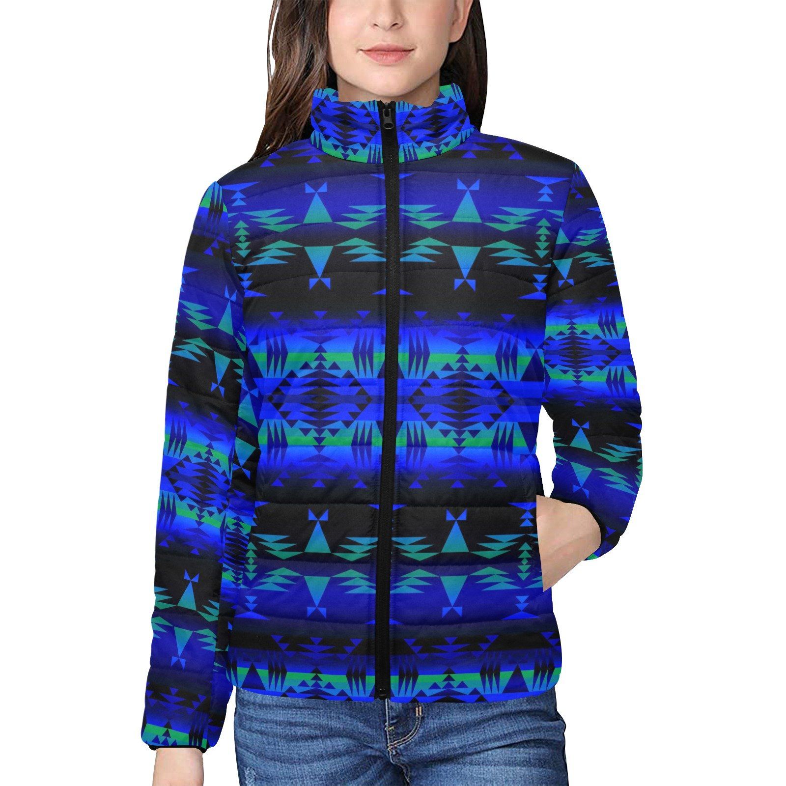 Between the Blue Ridge Mountains Women's Stand Collar Padded Jacket (Model H41) jacket e-joyer