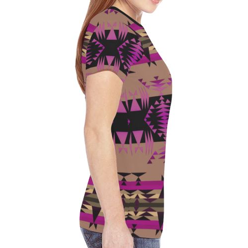 Between the Mountains Berry New All Over Print T-shirt for Women (Model T45) New All Over Print T-shirt for Women (T45) e-joyer