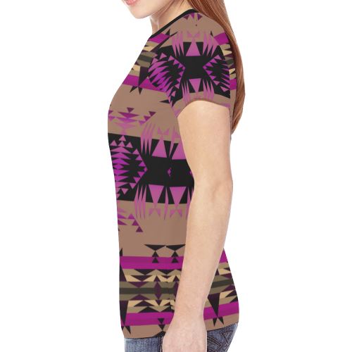 Between the Mountains Berry New All Over Print T-shirt for Women (Model T45) New All Over Print T-shirt for Women (T45) e-joyer