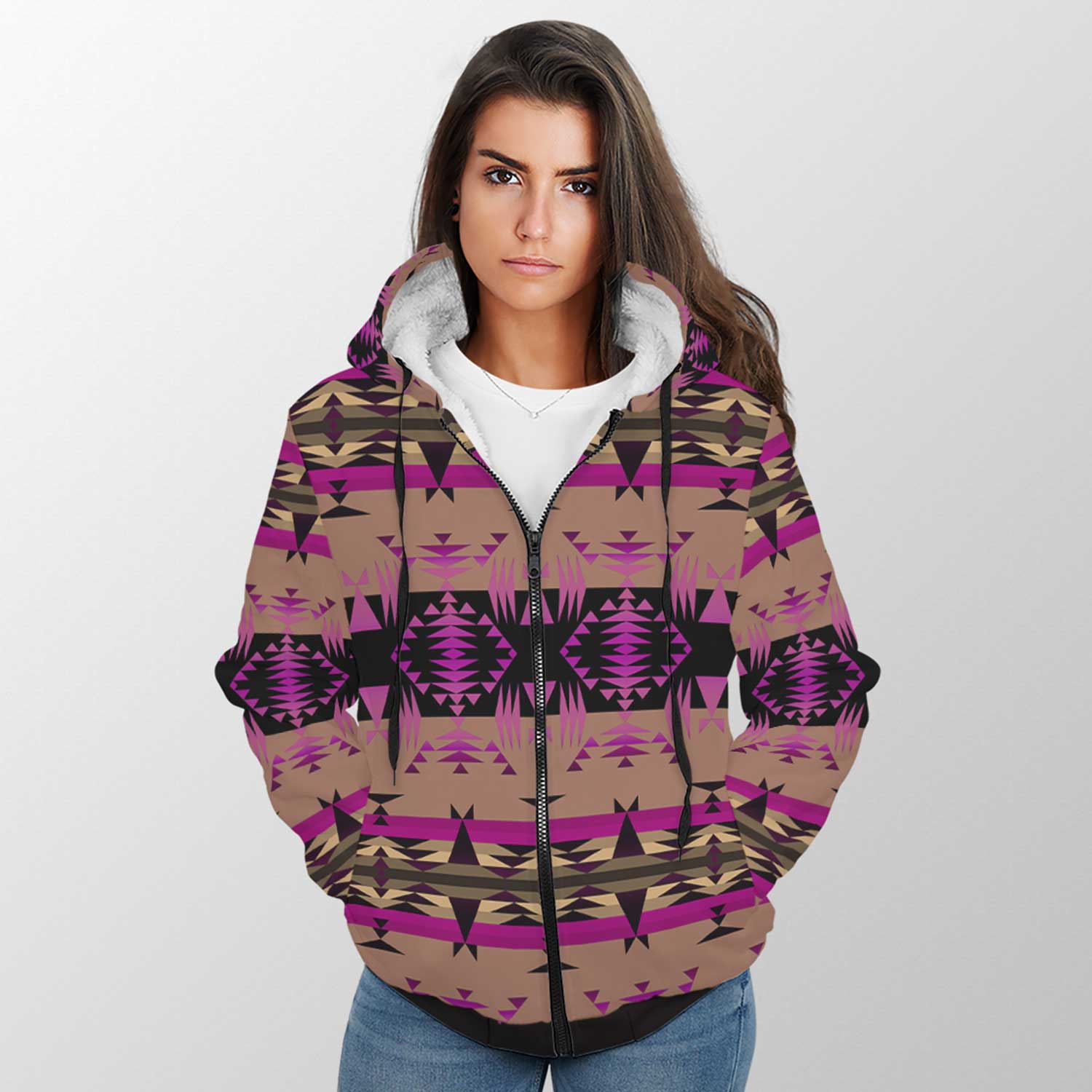 Between the Mountains Berry Sherpa Hoodie 49 Dzine