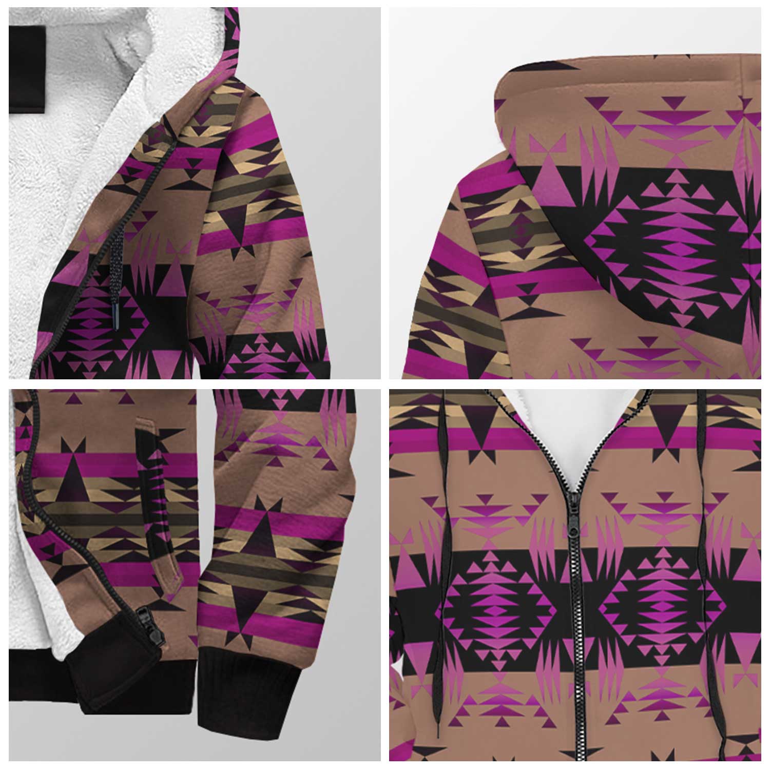 Between the Mountains Berry Sherpa Hoodie 49 Dzine
