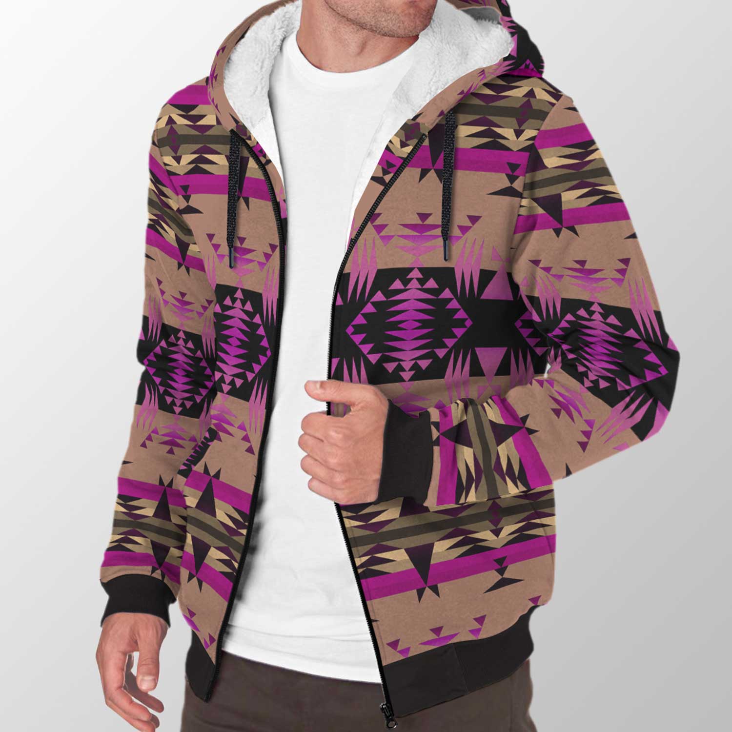 Between the Mountains Berry Sherpa Hoodie 49 Dzine