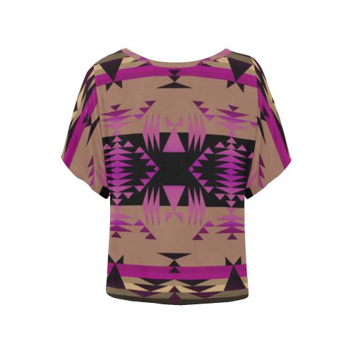 Between the Mountains Berry Women's Batwing-Sleeved Blouse T shirt (Model T44) Women's Batwing-Sleeved Blouse T shirt (T44) e-joyer