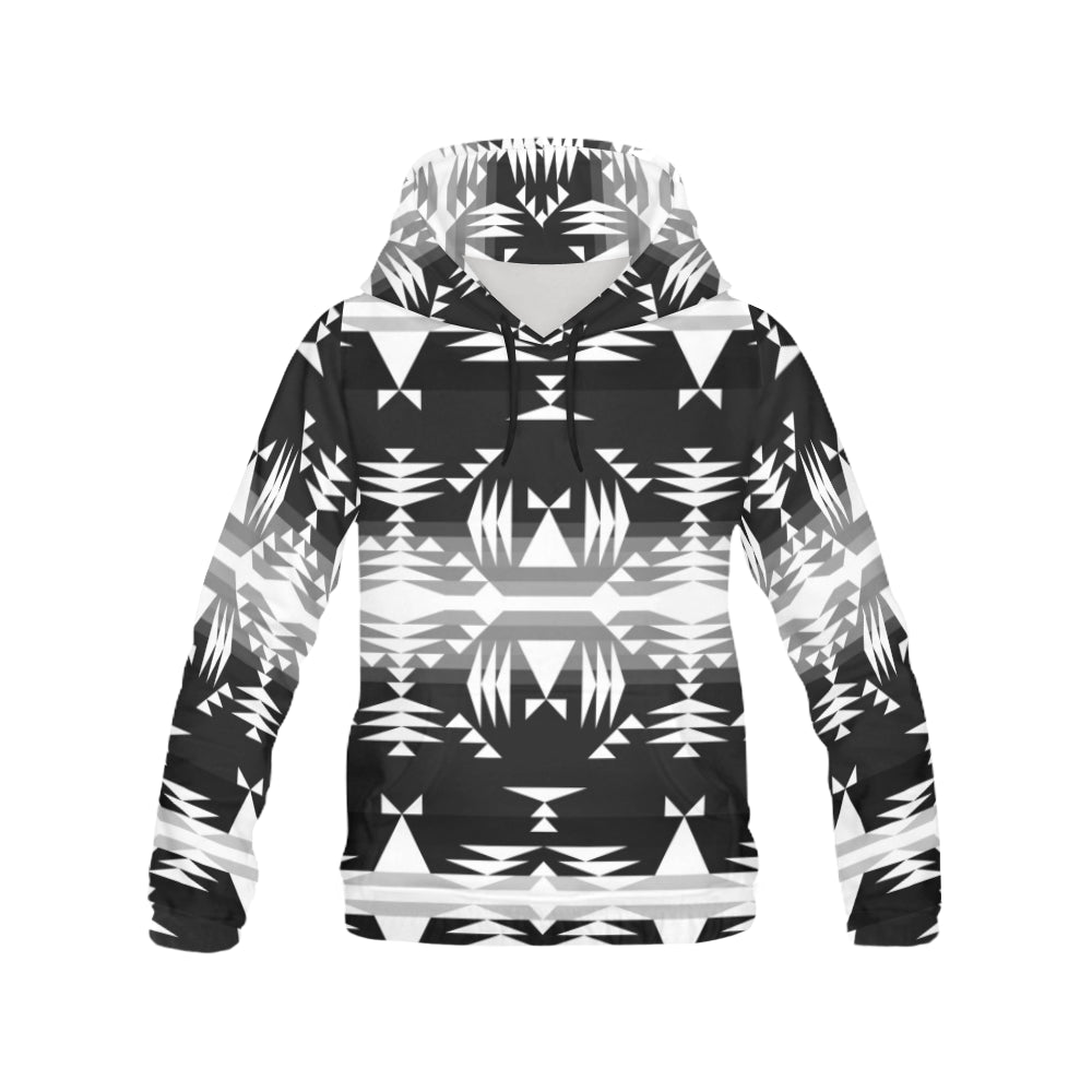 Between the Mountains Black and White All Over Print Hoodie for Women (USA Size) (Model H13) Hoodie e-joyer