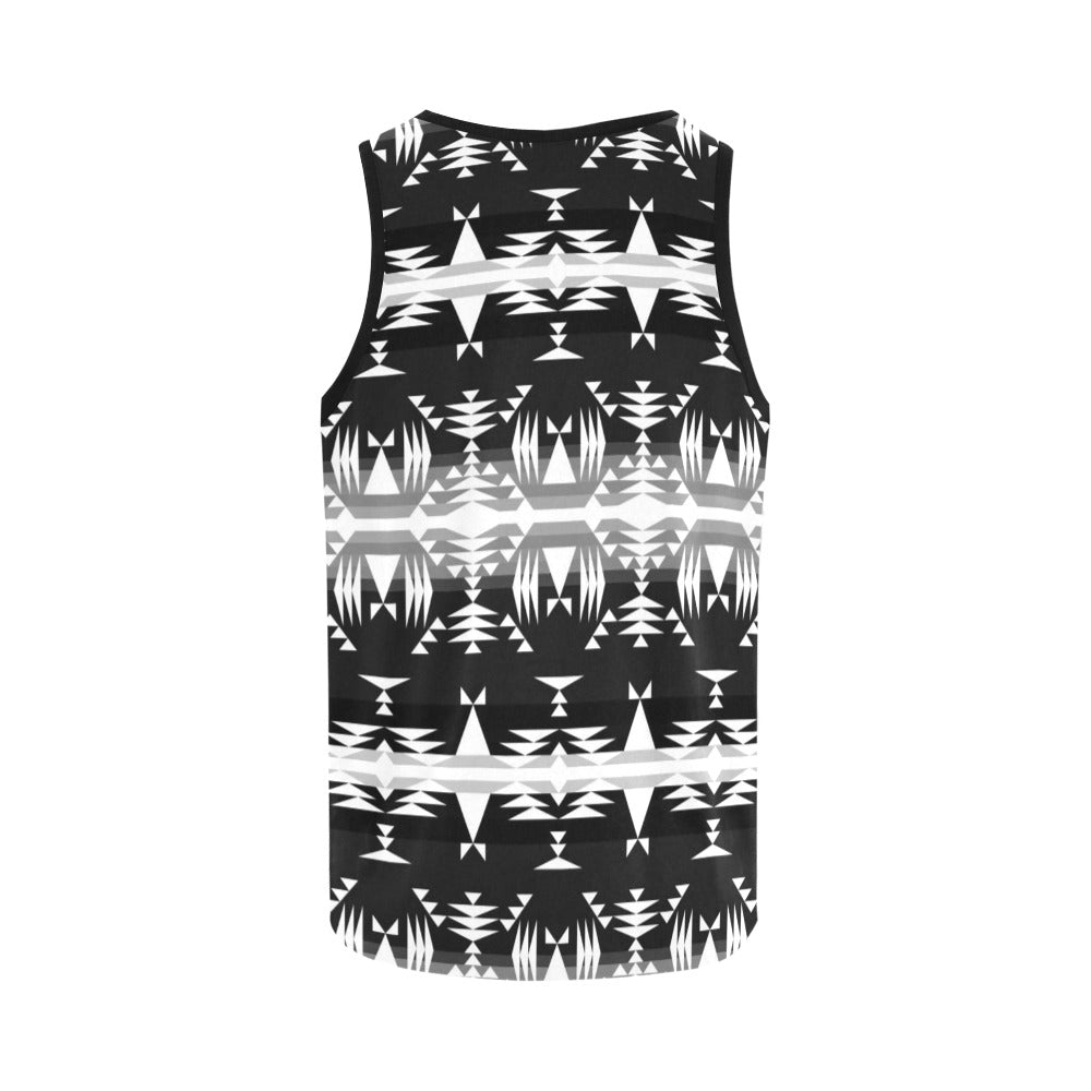 Between the Mountains Black and White All Over Print Tank Top for Women (Model T43) All Over Print Tank Top for Women (T43) e-joyer