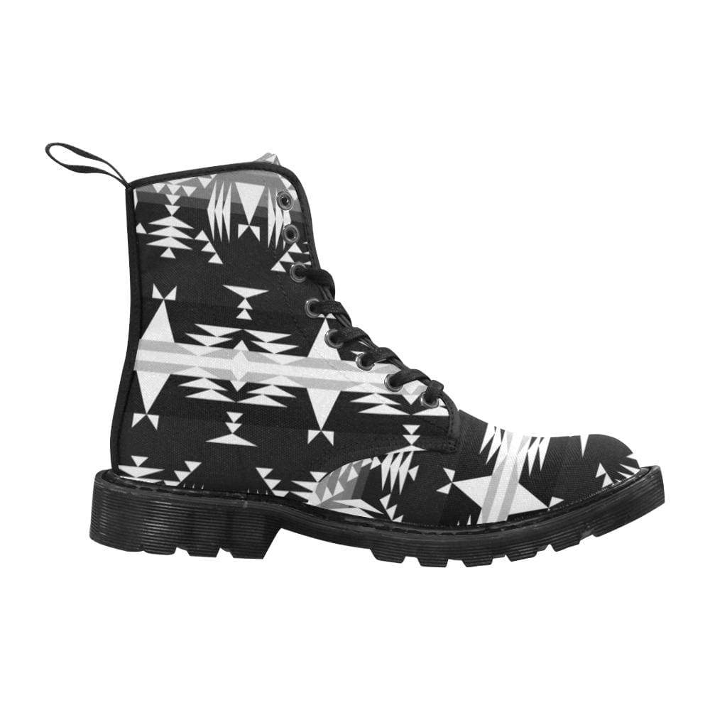 Between the Mountains Black and White Boots for Men (Black) (Model 1203H) Martin Boots for Men (Black) (1203H) e-joyer
