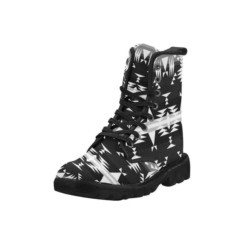 Between the Mountains Black and White Boots for Men (Black) (Model 1203H) Martin Boots for Men (Black) (1203H) e-joyer