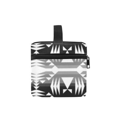 Between the Mountains Black and White Cosmetic Bag/Large (Model 1658) Cosmetic Bag e-joyer