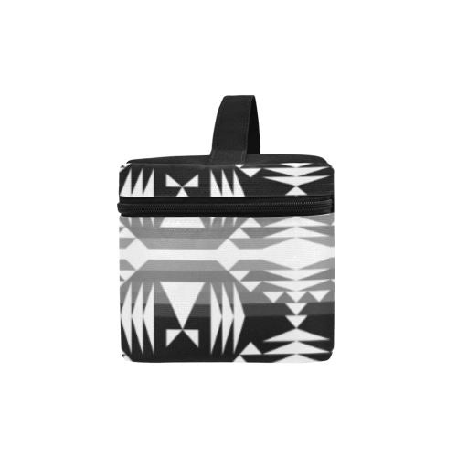 Between the Mountains Black and White Cosmetic Bag/Large (Model 1658) Cosmetic Bag e-joyer