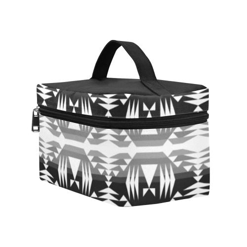 Between the Mountains Black and White Cosmetic Bag/Large (Model 1658) Cosmetic Bag e-joyer