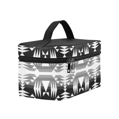 Between the Mountains Black and White Cosmetic Bag/Large (Model 1658) Cosmetic Bag e-joyer