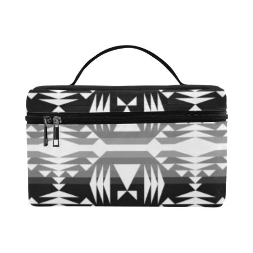 Between the Mountains Black and White Cosmetic Bag/Large (Model 1658) Cosmetic Bag e-joyer