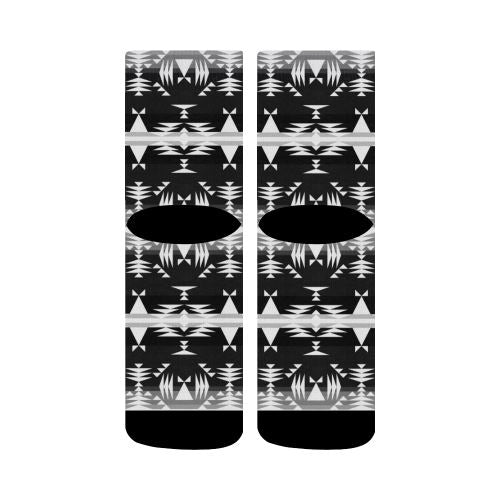 Between the Mountains Black and White Crew Socks Crew Socks e-joyer