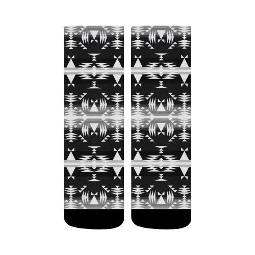 Between the Mountains Black and White Crew Socks Crew Socks e-joyer