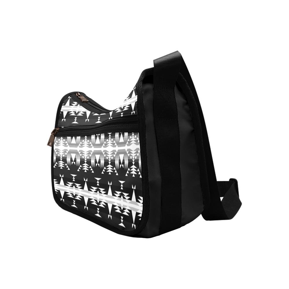 Between the Mountains Black and White Crossbody Bags (Model 1616) Crossbody Bags (1616) e-joyer