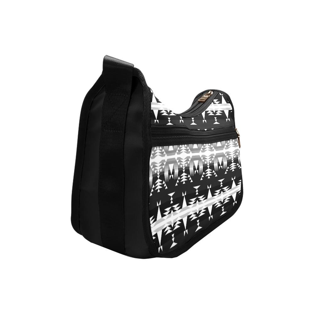Between the Mountains Black and White Crossbody Bags (Model 1616) Crossbody Bags (1616) e-joyer