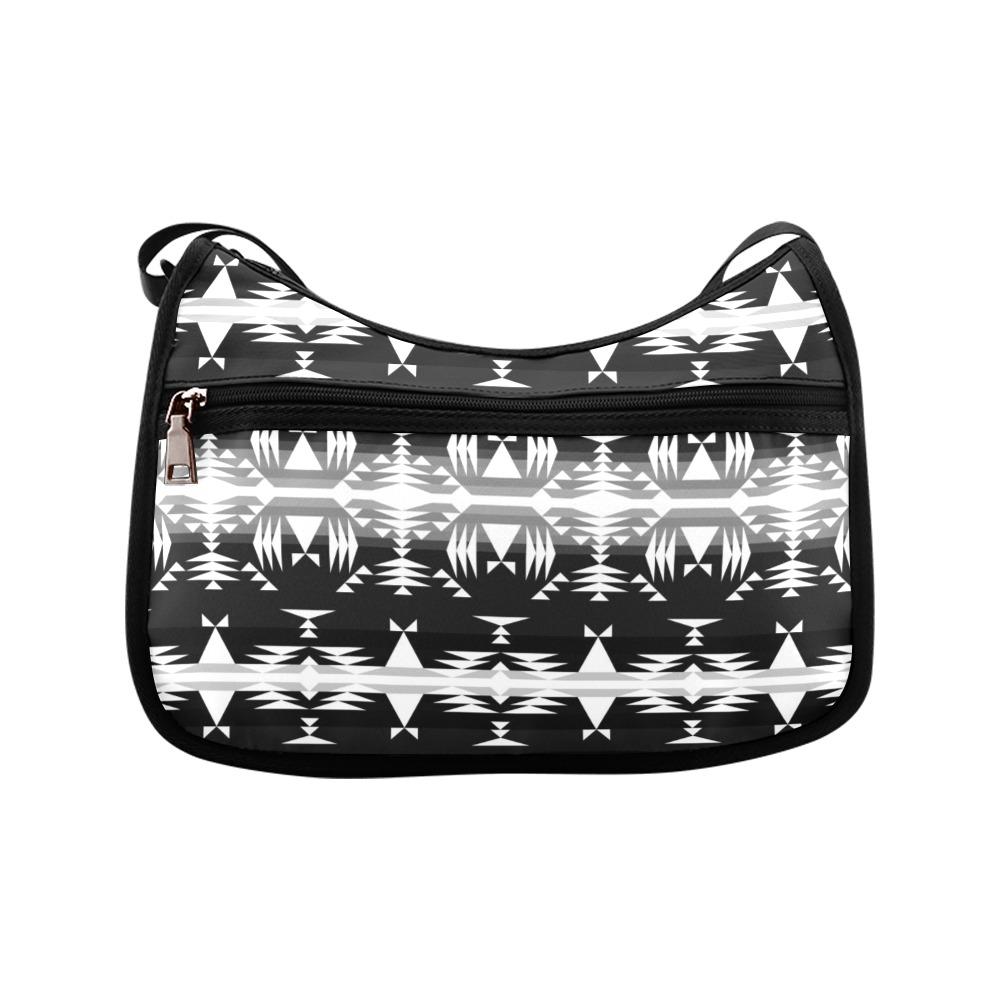 Between the Mountains Black and White Crossbody Bags (Model 1616) Crossbody Bags (1616) e-joyer