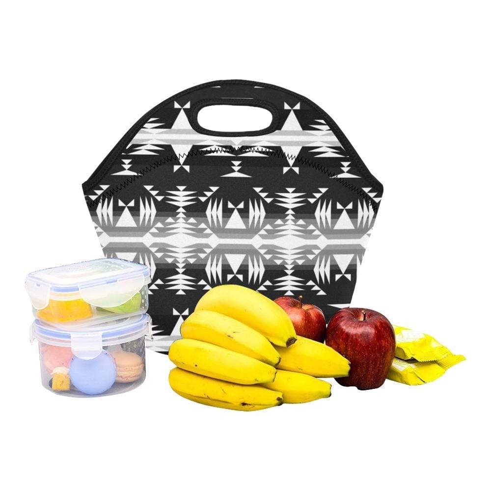Between the Mountains Black and White Neoprene Lunch Bag/Small (Model 1669) Neoprene Lunch Bag/Small (1669) e-joyer