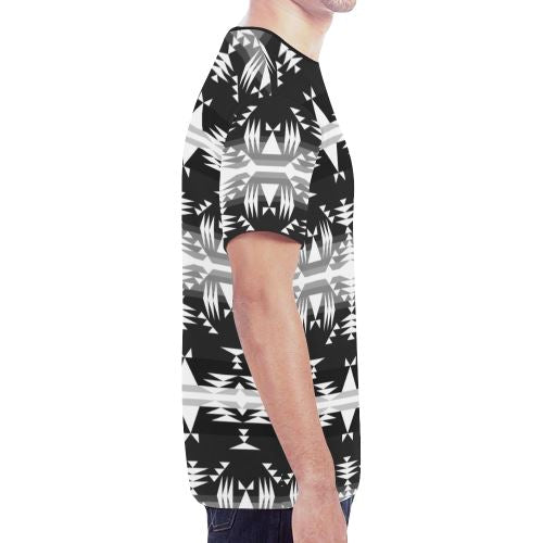 Between the Mountains Black and White New All Over Print T-shirt for Men/Large Size (Model T45) New All Over Print T-shirt for Men/Large (T45) e-joyer