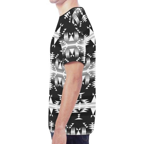 Between the Mountains Black and White New All Over Print T-shirt for Men/Large Size (Model T45) New All Over Print T-shirt for Men/Large (T45) e-joyer