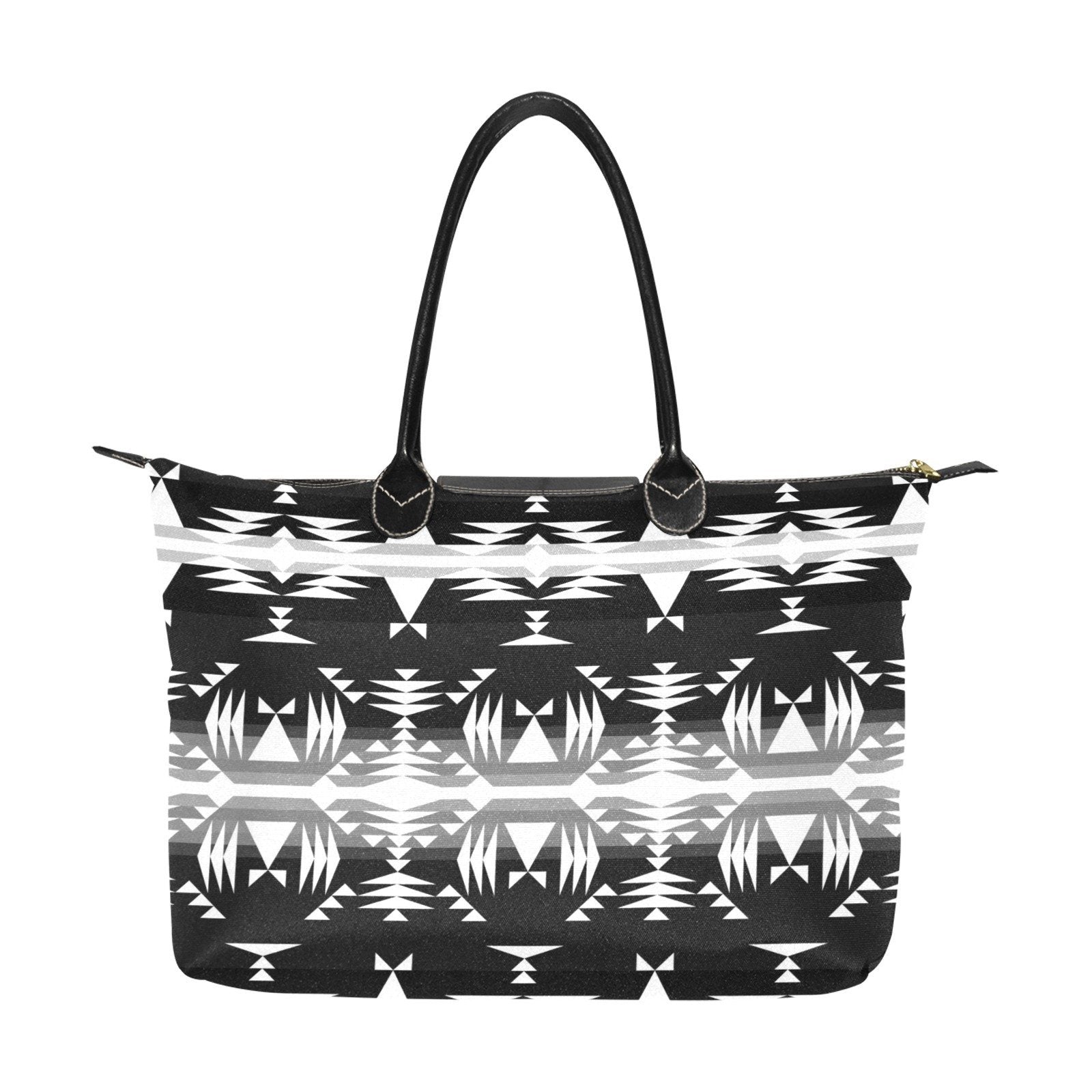 Between the Mountains Black and White Single-Shoulder Lady Handbag (Model 1714) bag e-joyer