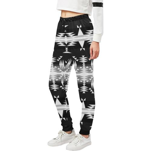 Between the Mountains Black and White Women's All Over Print Sweatpants (Model L11) Women's All Over Print Sweatpants (L11) e-joyer