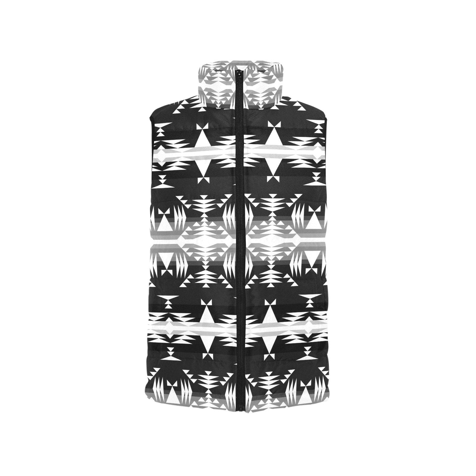 Between the Mountains Black and White Women's Padded Vest Jacket (Model H44) Women's Padded Vest Jacket (H44) e-joyer