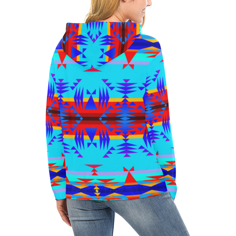 Between the Mountains Blue All Over Print Hoodie for Women (USA Size) (Model H13) Hoodie e-joyer