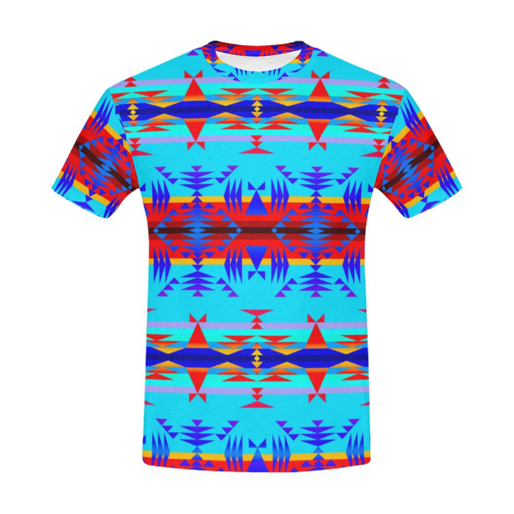 Between the Mountains Blue All Over Print T-Shirt for Men (USA Size) (Model T40) All Over Print T-Shirt for Men (T40) e-joyer