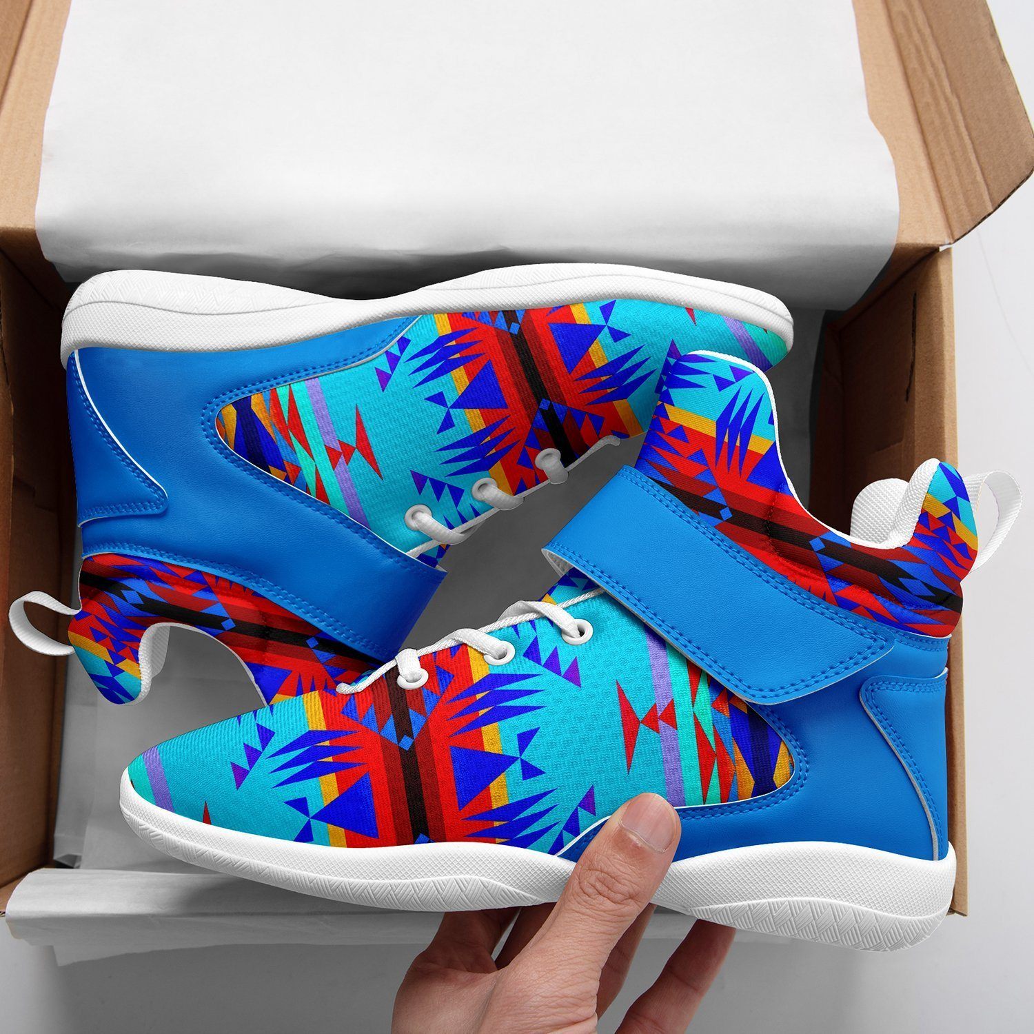 Between the Mountains Blue Ipottaa Basketball / Sport High Top Shoes - White Sole 49 Dzine