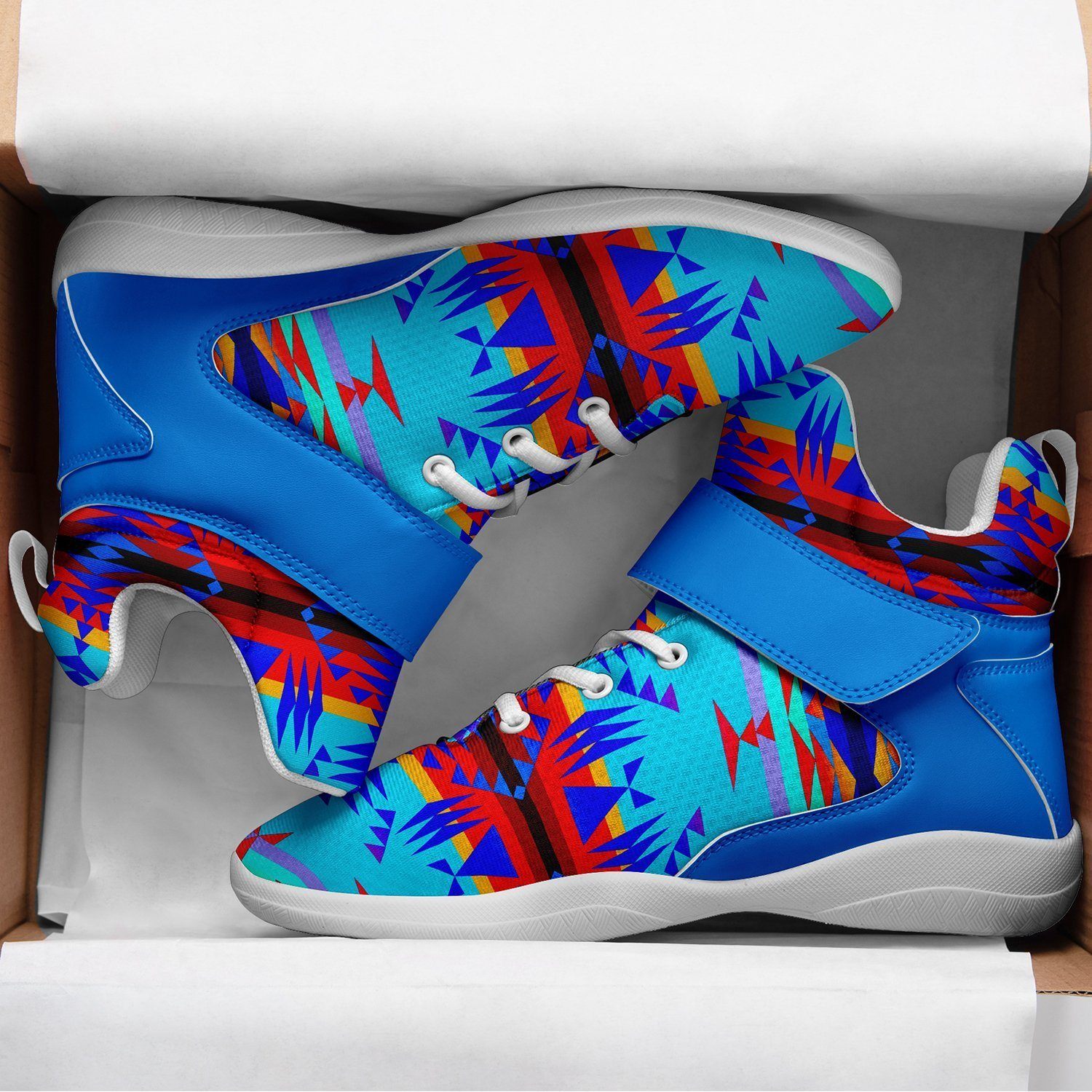 Between the Mountains Blue Ipottaa Basketball / Sport High Top Shoes - White Sole 49 Dzine