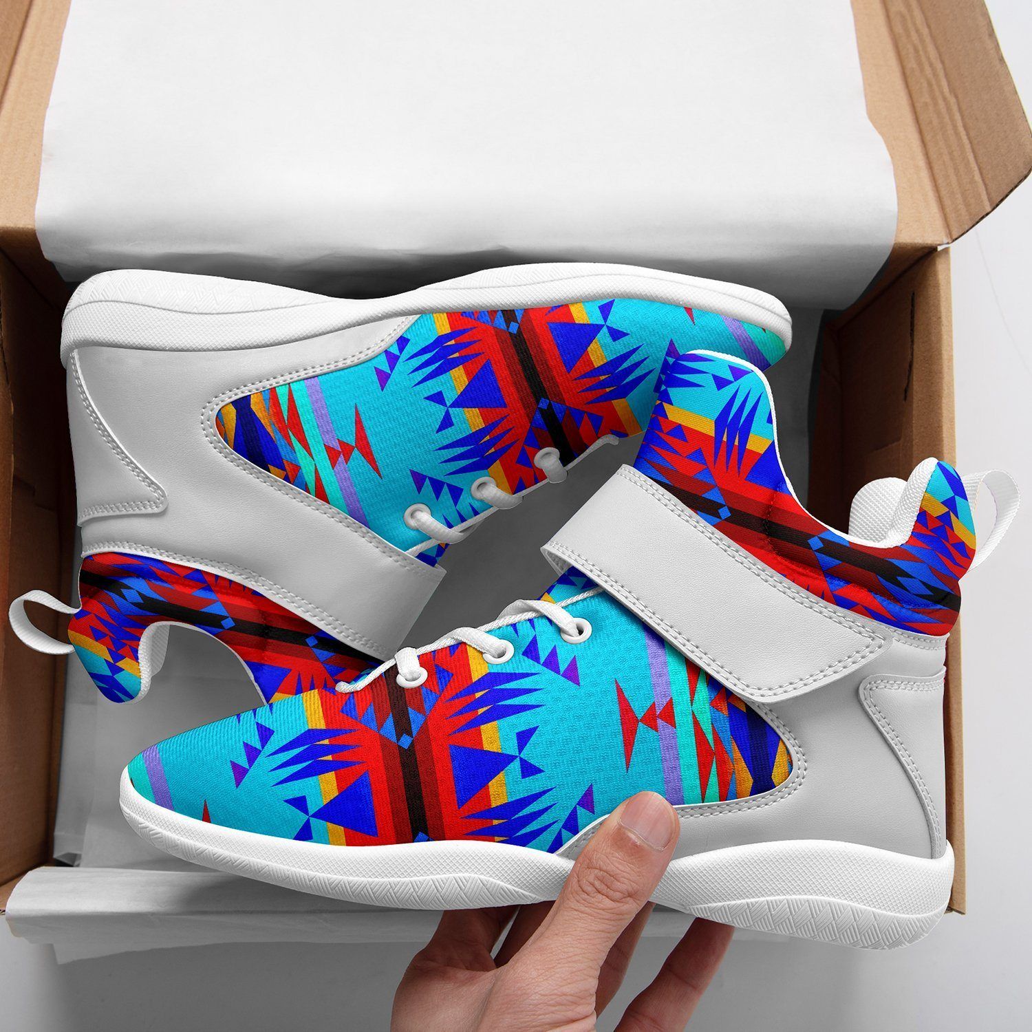 Between the Mountains Blue Ipottaa Basketball / Sport High Top Shoes - White Sole 49 Dzine