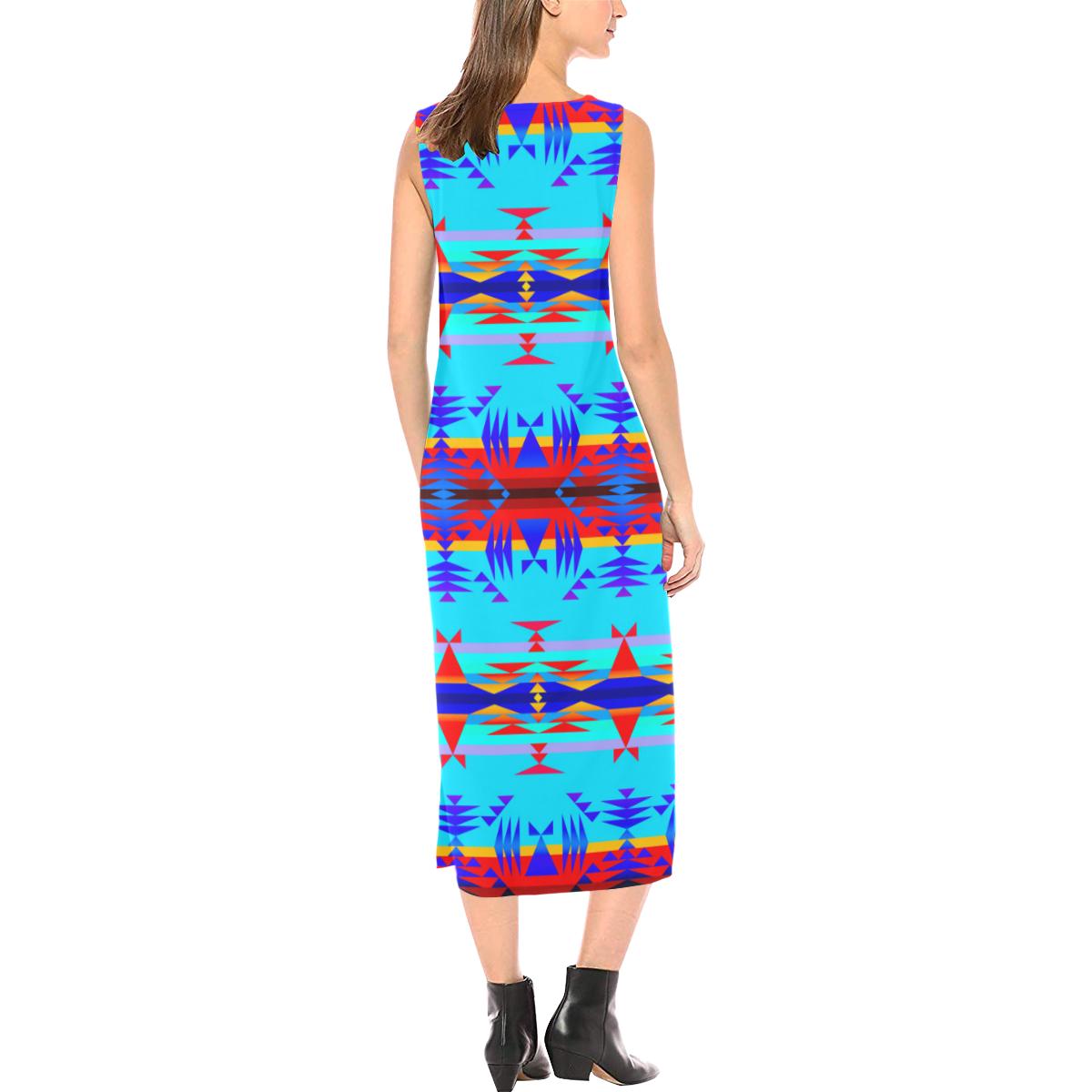 Between the Mountains Blue Phaedra Sleeveless Open Fork Long Dress (Model D08) Phaedra Sleeveless Open Fork Long Dress (D08) e-joyer