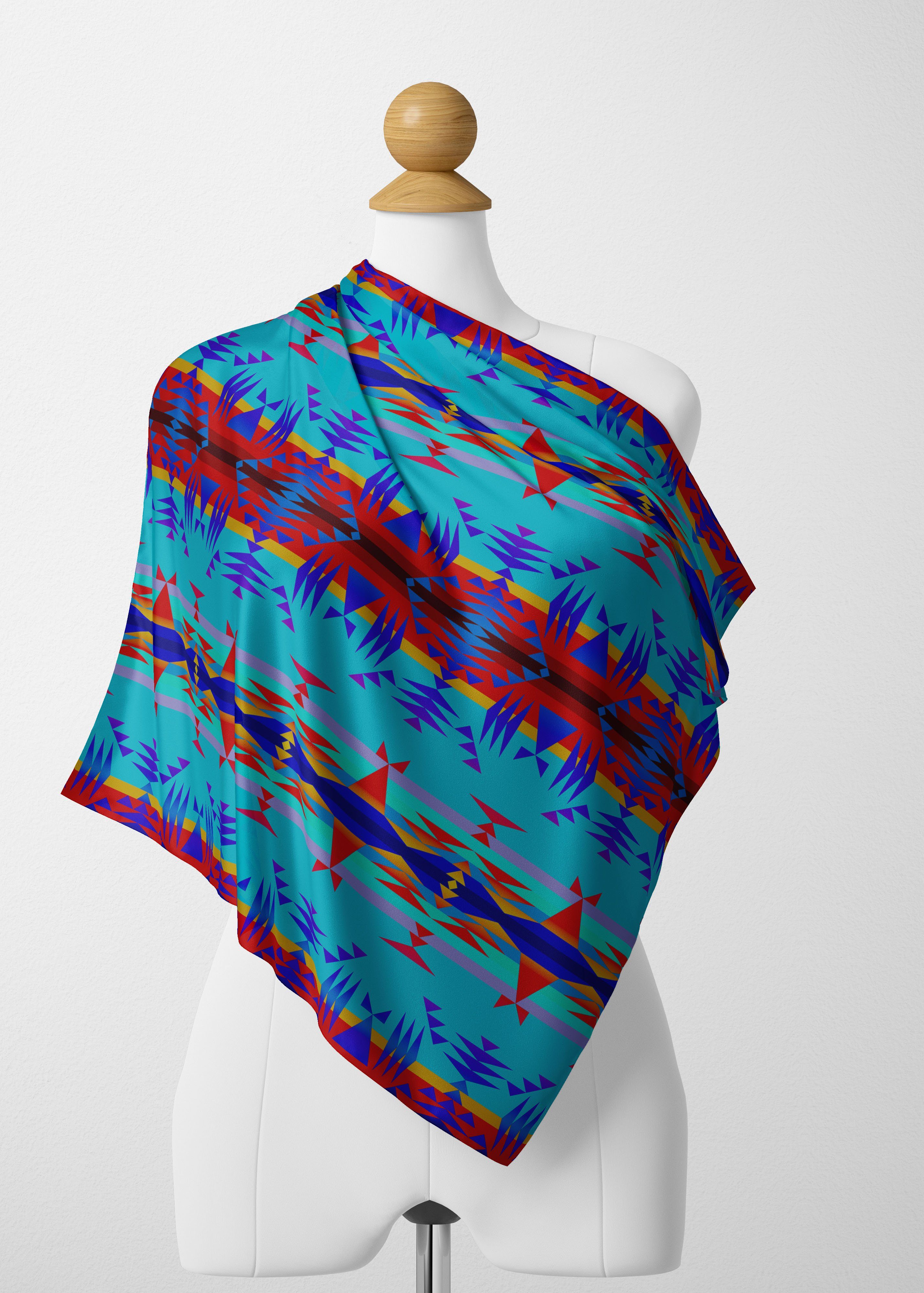 Between the Mountains Blue Satin Shawl Scarf 49 Dzine