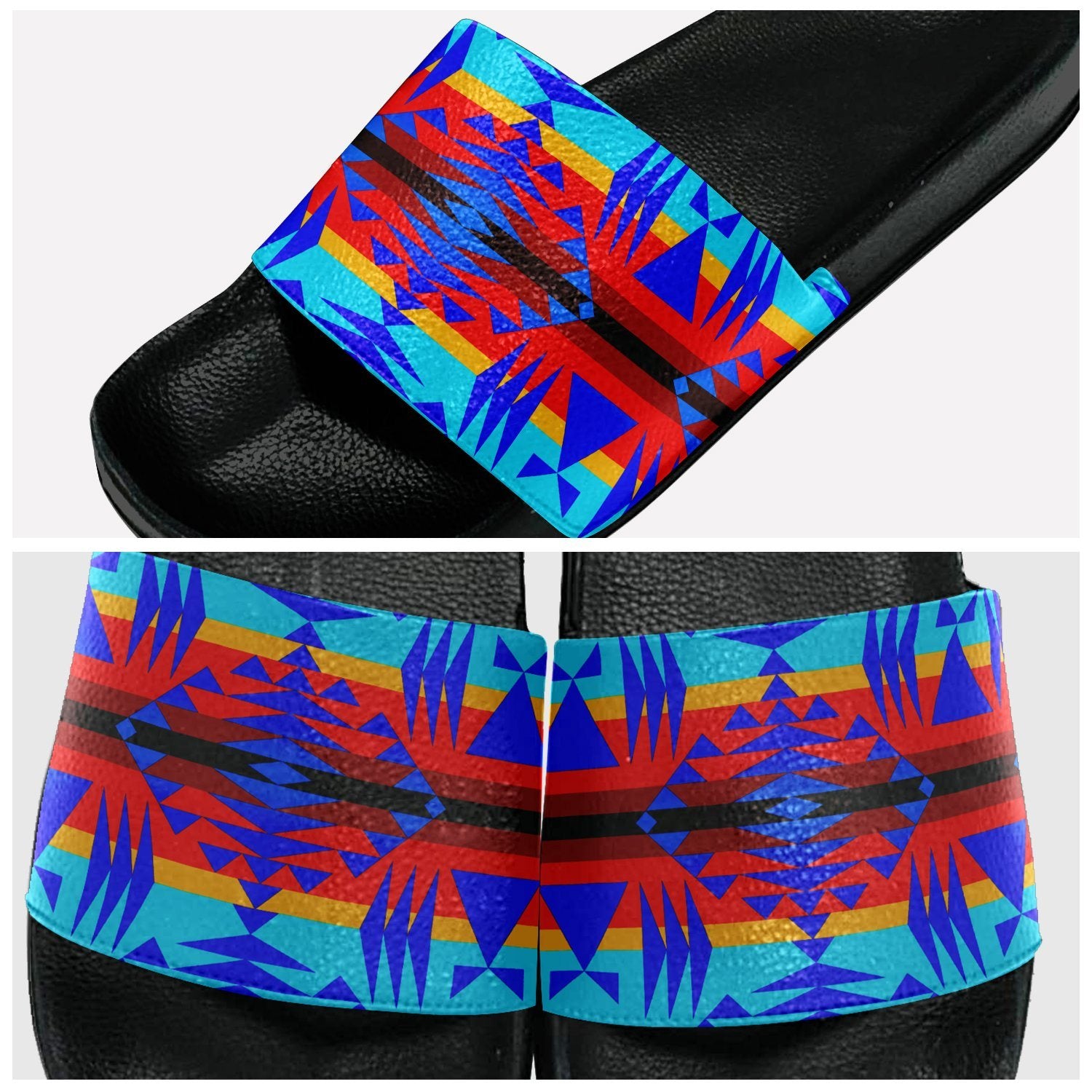 Between the Mountains Blue Slide Sandals 49 Dzine