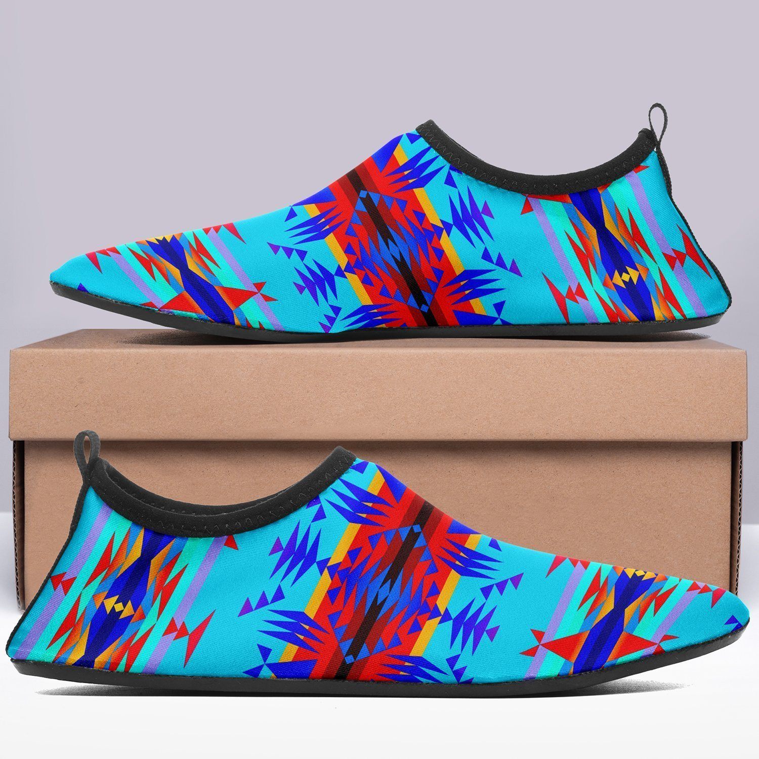 Between the Mountains Blue Sockamoccs Kid's Slip On Shoes 49 Dzine