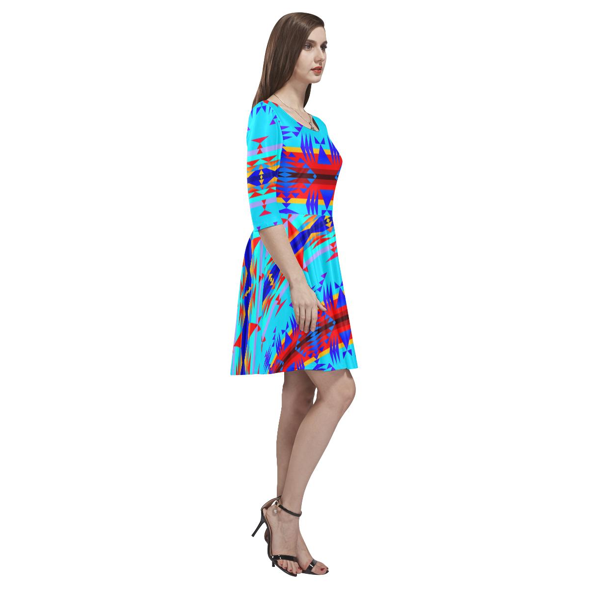 Between the Mountains Blue Tethys Half-Sleeve Skater Dress(Model D20) Tethys Half-Sleeve Skater Dress (D20) e-joyer